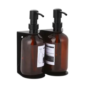 Distributeur de savon à main triple 250-500ml avec support réglable en acier inoxydable pour salle de bain