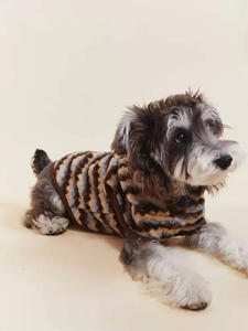 Chien de compagnie automne/hiver Polyester vêtements doublé de laine épaissi sans manches rayé gilet pour Schnauzers gris carlins et teckels - Product Image 3