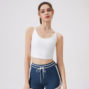 Women U Neck Twist Cutout <b>Back</b> Yoga Tank <b>Top</b> Removable Padded Slim Stretch Sports Crop <b>Top</b> <b>Low</b> Impact Pilates Gym Workout Vest - Product Image 1