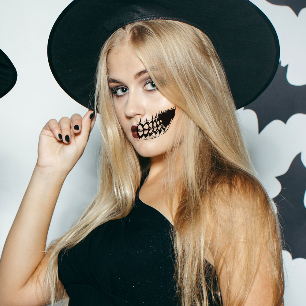 18 Pièces Tatouage De Bouche D'halloween, Halloween Horreur