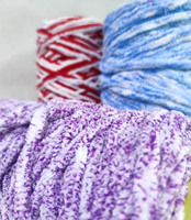 Fil de laine mélangé polyester recyclable et écologique, teint, technique OE, 3-20S, 192F, velours chenille épais