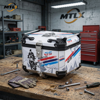 Top case de moto en aluminium verrouillable de grande capacité 45L, boîte arrière rigide antichoc pour les trajets quotidiens et les voyages longue distance en moto