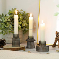 Bougeoir en verre de cristal personnalisé, simple et créatif-Lampe à thé à double usage et base de bougie conique pour la décora