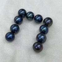 Perles rondes en nacre d'eau douce naturelle de 6 à 13 mm, couleur bleu vert noir paon, pour la fabrication de bijoux
