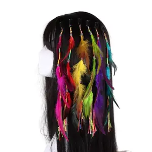 Estilo étnico Bohemian colorido pena cabelo clip para mulheres moda pena hairclips headwear acessórios para cabelo