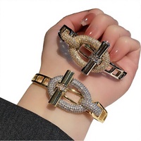 Bracelet tendance en laiton plaqué or 18 carats, géométrique, étanche, avec zircone Pava, bijoux empilables