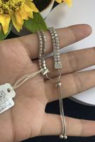 Bracelet ajustable minimaliste en argent 925 avec zircon rond de style tennis pour femme, bijoux de mode pour les anniversaires