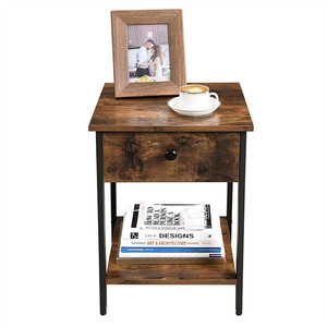 Bedroom Nightstand <strong>Bedside</strong> <strong>Table</strong> With Drawer Shelf <strong>Industrial</strong> Style Side End <strong>Table</strong> - Product Image 5