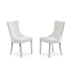 Set di 2 Sedie da Pranzo Moderne in Velluto con Gambe Cromate, Design Contemporaneo per Arredamento Casa - Product Image 1