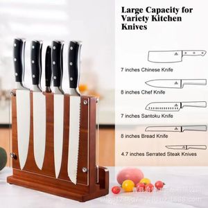 Support magnétique pour couteaux en bois massif, plaque de protection en acrylique, absorption magnétique puissante, support de rangement pour cuisine - Product Image 5