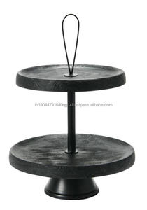 ที่วางเค้กทรงกลมสองชั้นสีดำแบบชนบทสำหรับตกแต่งบ้านและงานแต่งงาน - Product Image 4