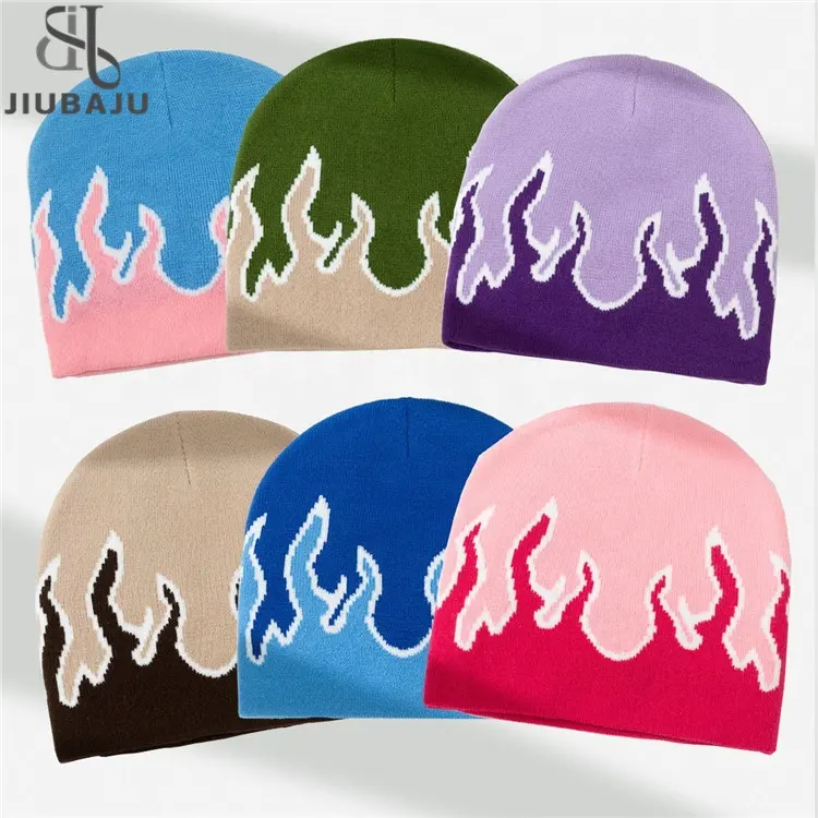 성인 니트 불꽃 패턴 모자 귀여운 학생 야외 사이클링 스키 모자 사랑스러운 추운 겨울 유지 따뜻한 모자 커플