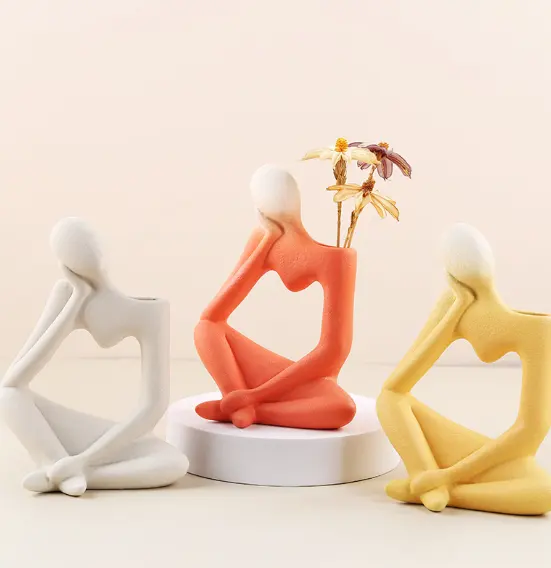 つや消し抽象モランディ創造的なセラミック花瓶シンプルな水花の装置新鮮な若い女の子のスタイルの家