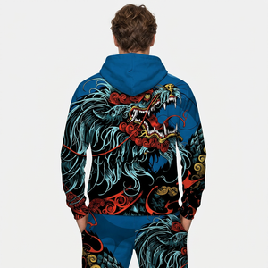 Wholesale <b>Men</b> Hooded Casual Sublimation <b>Tracksuit</b> Printed Customized Colors Logos Quick-Drying Breathable Eco-Friendly - Product Image 3