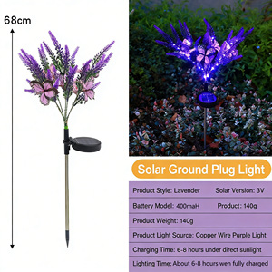 Lámpara <span class=keywords><strong>Solar</strong></span> LED para Exteriores con Clasificación IP44, Simulación de Pasto Navideño, Flor de Lavanda, Linterna Cuadrada para Jardín y Paisajismo - Product Image 6