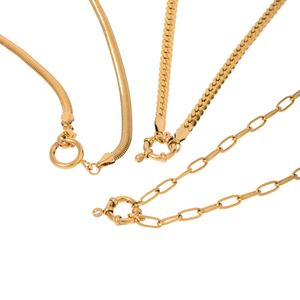 Collar de cadena con dije de hebilla de resorte de acero inoxidable, chapado en oro de 18 quilates, con diseño de serpiente, cubana, curb o cable, para mujer - Product Image 1