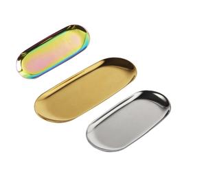 Serviette ovale en métal en acier inoxydable, plateau de rangement, pour aliments secs, thé, pain au chocolat, <span class=keywords><strong>café</strong></span>, bonbons, livraison gratuite - Product Image 1