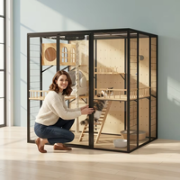 Nichoir pour chat en bois naturel, multi-chambres, style grotte, maisonnette pour chat, abri intérieur chaud