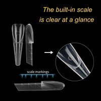 Formes d'extension d'ongles carrées transparentes réutilisables avec échelle intégrée, 150 pièces, double usage, pour acrylique et polygel