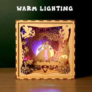 Wholesales DIY 3d Wooden <b>Puzzle</b> for Adults Kids for Home Decor Night Lights for Romantic Lovers and Valentine's Day - Product Image 3
