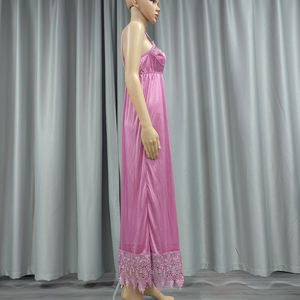 Vestidos de Noche de satén para mujer, ropa de noche informal brillante con cuello de palanca, Sexy, con tirantes de encaje, camisón para mujer 2022 - Product Image 4