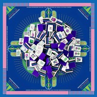 En stock : Ensemble de Mahjong américain de 160 tuiles avec tapis géométrique en néoprène bleu et acrylique gravé violet à 4 couches