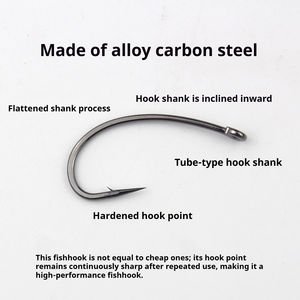 Hameçons de pêche en acier à haute teneur en carbone, hameçon à tête bombée, hameçon pour carpe européenne, hameçon à tige courbée, hameçon à œillet avec trou et anneau, hameçon à tige longue - Product Image 3