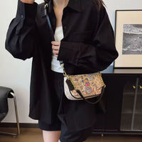 Sac à main en PU pour femme, style chaîne, tendance, portable, durable, avec fermeture éclair, sac bandoulière géométrique pour usage quotidien et voyage