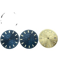 Cadran de montre en métal à motif de treillis bleu, fait à la main, Super C3 vert lumineux, 28.5mm, adapté au Japon NH35A NH36A, cadran de montre modifié SKX007
