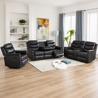 Ensemble de canapés inclinables modernes en cuir et bois 3+2+1, inclinaison manuelle, pivotants, meubles de salon avec console et porte-gobelets