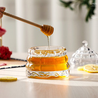 Frascos de Vidrio Cónicos Redondos Estilo Occidental para Almacenamiento de Cosméticos, con Tapa de Vidrio y Juego de Cucharas de Madera para Jarabe y Miel, Uso Doméstico