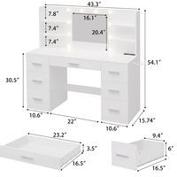 Tables de maquillage et coiffeuses modernes de luxe en MDF, style minimaliste, avec miroirs éclairés, durables, écologiques, modulaires, pour appartement