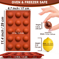 Moules à chocolat en silicone SILIKOLOVE, personnalisables en usine, 15 cavités, forme semi-sphérique, LFGB, antiadhésifs, sans BPA