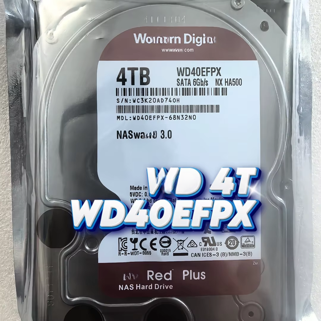 Used 4TB Red Plus NAS Internal Hard Drive HDD 5400 RPM, SATA 3.5inch WD40EFPX Camera Hard Disk NVR DVR