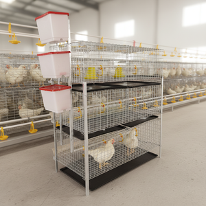 Cage à poulets de chair robuste GREAT FARM à 3 niveaux et 6 portes, galvanisée à froid, capacité 54-60 oiseaux, équipement commercial pour élevage avicole - Product Image 1
