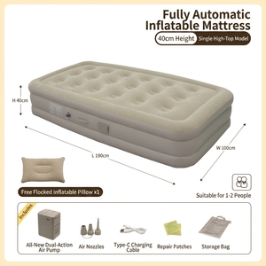 Matelas pneumatique auto-gonflant de luxe moderne, taille Queen, avec pompe de recharge amovible - Lit pliable avec matelas, design portable pour le <span class=keywords><strong>camping</strong></span> - Product Image 4