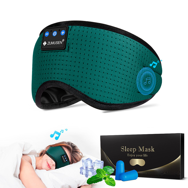 Insomnia Travel Adjustable Ultra Thin Stereo Speakers Microphone Hands Free Eye Shade Headsets Sleeping Eye Cover