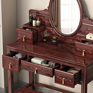 Chinese Style Solid Wood Dressing <b>Table</b> With Mirror <b>And</b> <b>Stool</b> Bedroom Furniture <b>Set</b> Rosewood Modern Design Small Apartment Use - Product Image 3