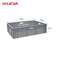 Boîte de logistique en plastique KUDA EU8622A-SLWLX, conteneur emboîtable, boîte en plastique épaissi, boîte de rangement pour pièces automobiles industrielles, 800x600x230mm