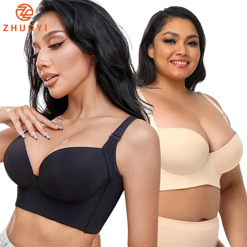 New Hot Plus Size Women's Bra Seamless Wire Free Padded Underwear for Big Cup Woman Adjustable Push Up Back Support Bra