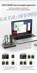 Nhôm USB 3.1 Gen 2 Tốc Độ Cao Truyền Dữ Liệu M.2 Bản Sao SATA Nvme Kép Bao Vây Dock Docking Station Với Sd7.1 Cổng