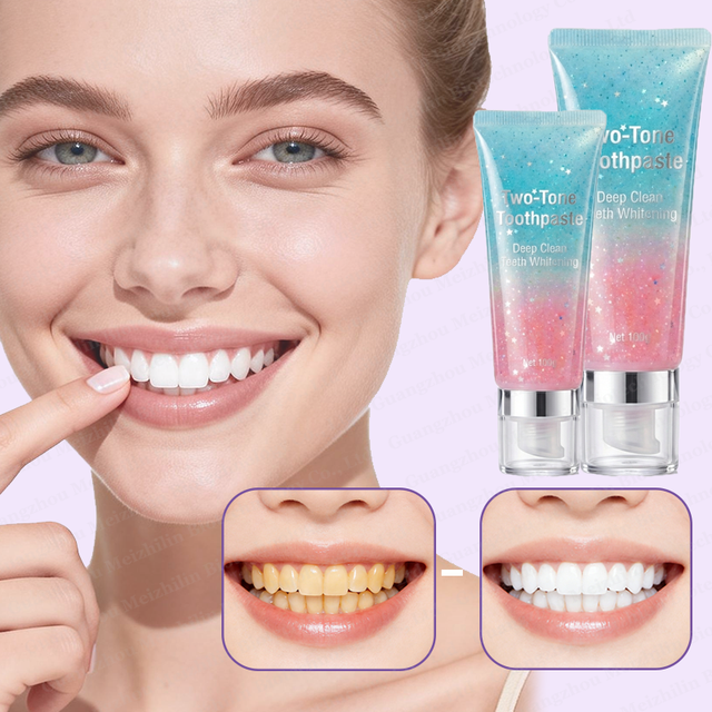 Hot Selling Niacinamide Whitening Toothpaste Brightening, Fresh Oral & Stain Removal Triple Action Two Toner Toothpaste