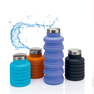 ขวดน้ำพับได้ซิลิโคน 500 มล. สีสันสดใส พกพาสะดวกสำหรับกิจกรรมกลางแจ้ง กีฬา แคมป์ปิ้ง ใช้สำหรับน้ำเดือดได้ ลดราคาพิเศษ - Product Image 2