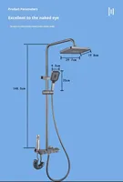 Système de douche mural thermostatique à poignée unique avec cartouche céramique, mitigeur eau chaude/froide, buse rotative, jet pluie, finition chromée