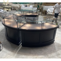 Vitrine de présentation de bijoux MASTER en verre, îlot rond avec éclairage LED, présentoir commercial pour bijouterie, idéal pour exposition en centre commercial