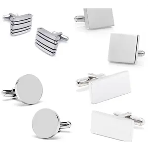 Herren Manschettenknöpfe Clip-Anhänger-Set silber vergoldet edelstahl Schmuck Krawatte Bar Clip Manschettenknöpfe für Hochzeit Bräutigam Party-Geschenk