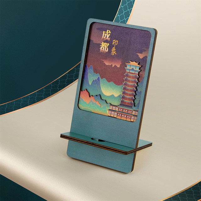 Creative Wooden Mobile Phone Stand Laser Cut Universal Printing Holder Decorative Engraving Home Wooden Crafts Model Shelf