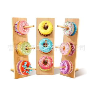 Expositor de donuts de madera, soporte de 3 niveles para decoración de mesa de fiesta, soporte para pastel de cumpleaños, fácil montaje, multiusos - Product Image 2