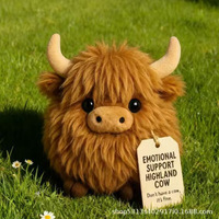 CHIQUE 2026 Nouvelle Arrivée Peluche Vache des Highlands Brodé Super Doux en Polyester avec Rembourrage Coton PP, Jouet Vache à Poils Longs