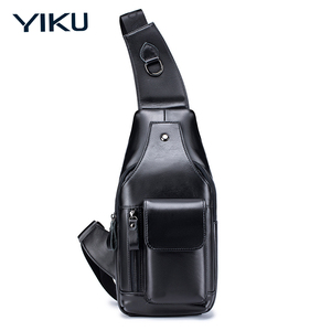 YIKU Sac à bandoulière en <span class=keywords><strong>cuir</strong></span> véritable pour hommes, sac à dos à une épaule pour le <span class=keywords><strong>travail</strong></span> et le voyage - Product Image 2